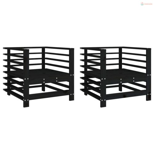 2 db fekete tömör fenyőfa kerti szék