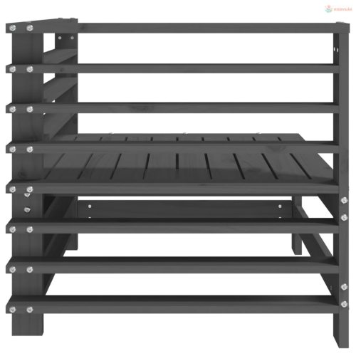 2 db szürke tömör fenyőfa kerti sarokkanapé