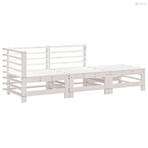 3 részes fehér tömör fenyőfa kerti ülőgarnitúra