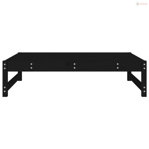 Fekete tömör fenyőfa kerti lábzsámoly párnával 120x80 cm