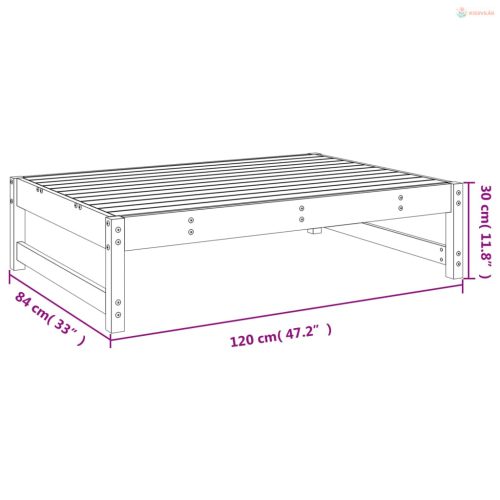 Fekete tömör fenyőfa kerti lábzsámoly párnával 120x80 cm