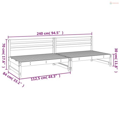 2 db fehér kerti tömör fenyőfa középső kanapé 120 x 80 cm