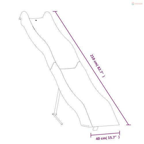 Kék polipropilén játszócsúszda 210 x 40 cm