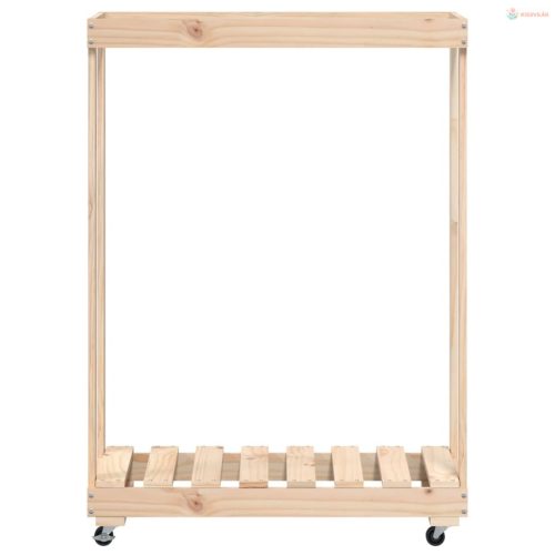 Tömör fenyőfa rönktároló kerekekkel 76,5 x 40 x 108 cm