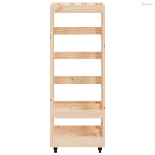 Fehér tömör fenyőfa rönktároló kerekekkel 40x49x110 cm