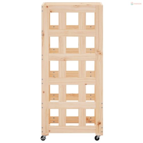 Fehér tömör fenyőfa rönktároló kerekekkel 40x49x110 cm