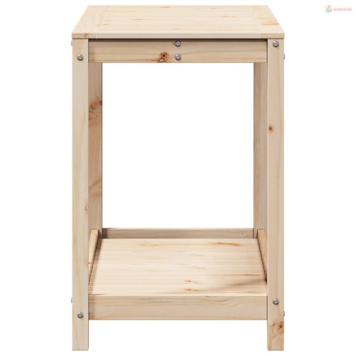 Tömör fenyőfa ültetőasztal polccal 108x50x75 cm