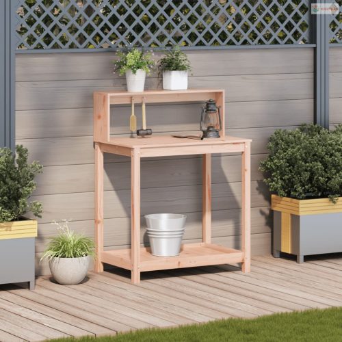 Tömör duglászfenyő ültetőasztal polccal 82,5 x 50 x 109,5 cm