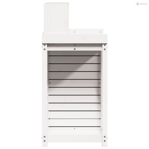 Fehér tömör fenyőfa ültetőasztal polccal 82,5 x 50 x 109,5 cm