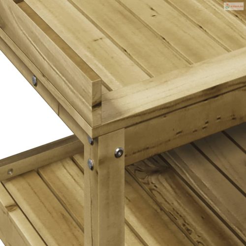 Impregnált fenyőfa ültetőasztal polcokkal 108 x 45 x 86,5 cm