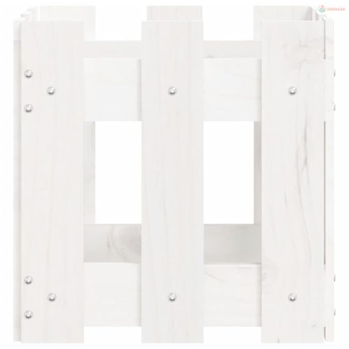 Fehér tömör fenyő növénytartó léces kialakítással 30x30x30 cm