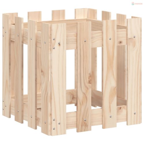 Fehér tömör fenyő növénytartó léces kialakítással 40x40x40 cm