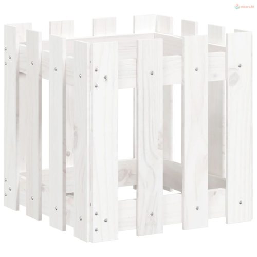 Fehér tömör fenyő növénytartó léces kialakítással 40x40x40 cm