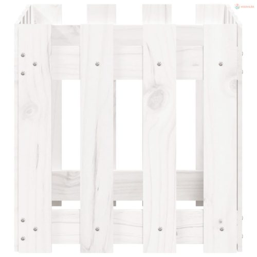 Fehér tömör fenyő növénytartó léces kialakítással 40x40x40 cm