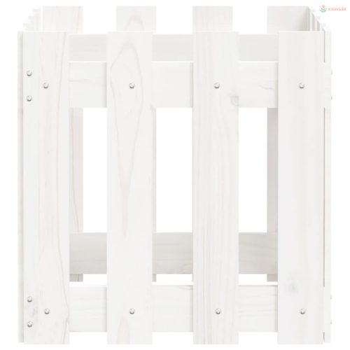 Fehér tömör fenyő növénytartó léces kialakítással 40x40x40 cm