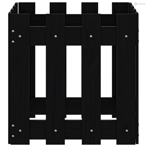 Fekete tömör fenyő növénytartó léces kialakítással 40x40x40 cm