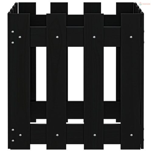 Fekete tömör fenyő növénytartó léces kialakítással 40x40x40 cm