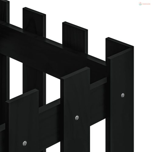 Fekete tömör fenyő növénytartó léces kialakítással 40x40x40 cm