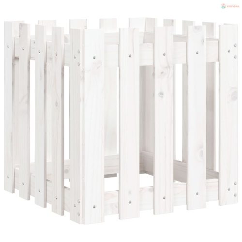 Fehér tömör fenyő növénytartó léces kialakítással 50x50x50 cm