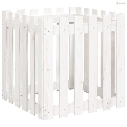 Fehér tömör fenyő növénytartó léces kialakítással 60x60x60 cm