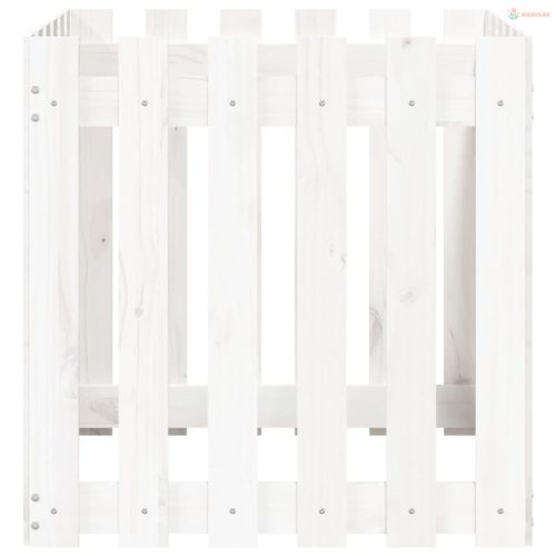 Fehér tömör fenyő növénytartó léces kialakítással 60x60x60 cm