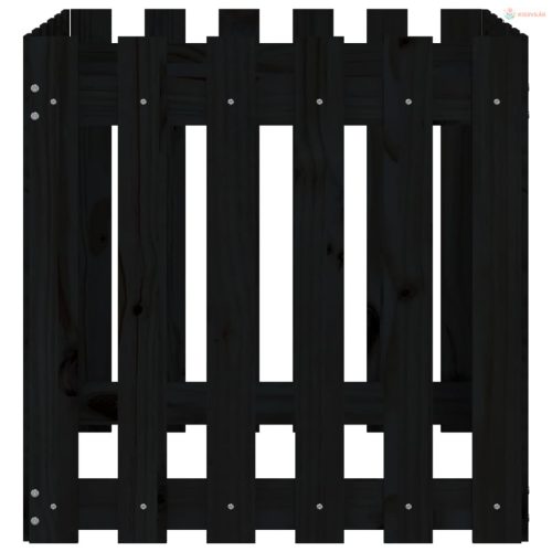 Fekete tömör fenyő növénytartó léces kialakítással 60x60x60 cm