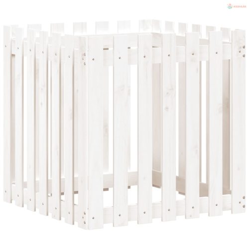 Fehér tömör fenyő növénytartó léces kialakítással 70x70x70 cm