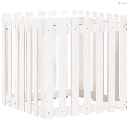 Fehér tömör fenyő növénytartó léces kialakítással 70x70x70 cm