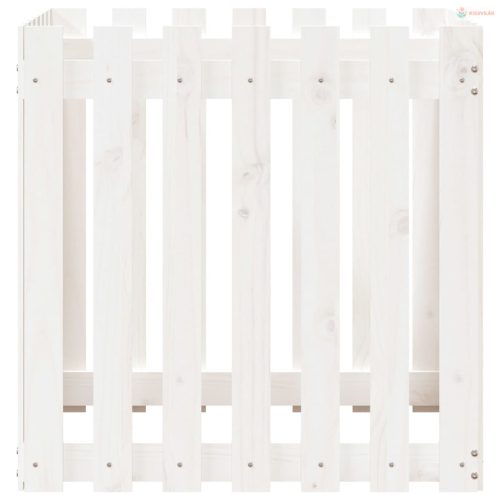 Fehér tömör fenyő növénytartó léces kialakítással 70x70x70 cm