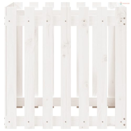 Fehér tömör fenyő növénytartó léces kialakítással 70x70x70 cm