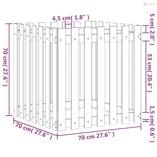 Fehér tömör fenyő növénytartó léces kialakítással 70x70x70 cm