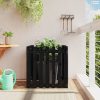 Fekete tömör fenyő növénytartó léces kialakítással 70x70x70 cm