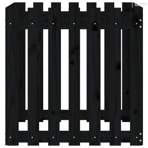 Fekete tömör fenyő növénytartó léces kialakítással 70x70x70 cm