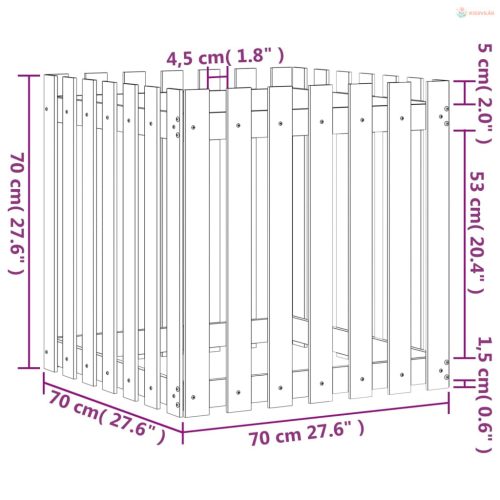 Fekete tömör fenyő növénytartó léces kialakítással 70x70x70 cm