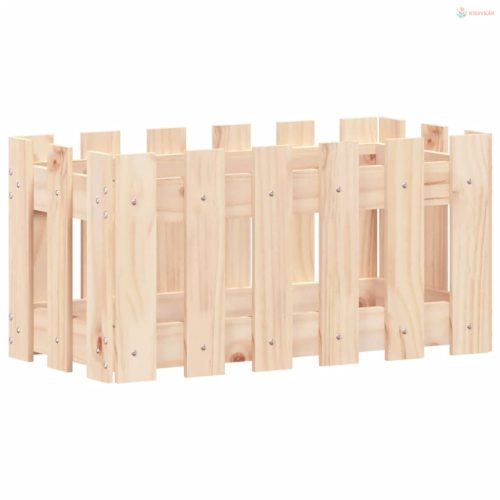 Fehér tömör fenyő növénytartó léces kialakítással 60x30x30 cm