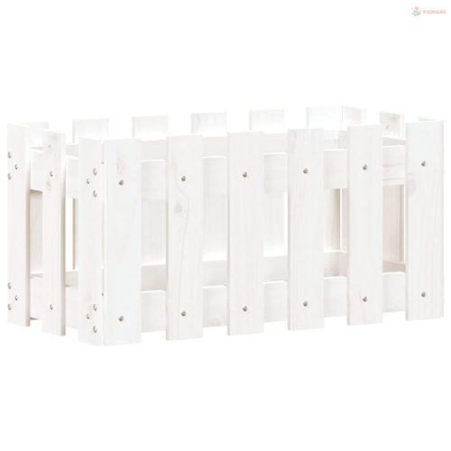 Fehér tömör fenyő növénytartó léces kialakítással 60x30x30 cm