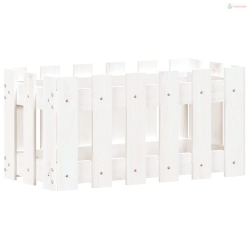 Fehér tömör fenyő növénytartó léces kialakítással 60x30x30 cm