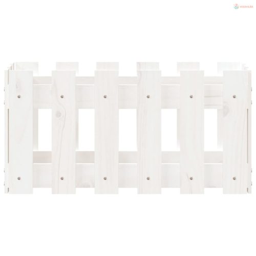 Fehér tömör fenyő növénytartó léces kialakítással 60x30x30 cm