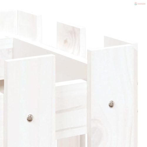 Fehér tömör fenyő növénytartó léces kialakítással 60x30x30 cm