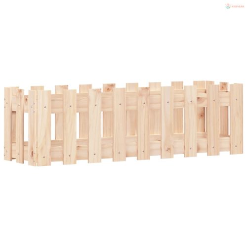 Tömör fenyőfa kerti magaságyás kerítéssel 100 x 30 x 30 cm