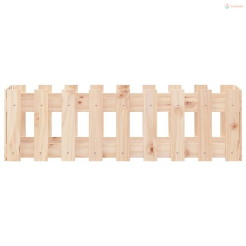 Tömör fenyőfa kerti magaságyás kerítéssel 100 x 30 x 30 cm
