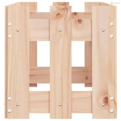 Tömör fenyőfa kerti magaságyás kerítéssel 100 x 30 x 30 cm