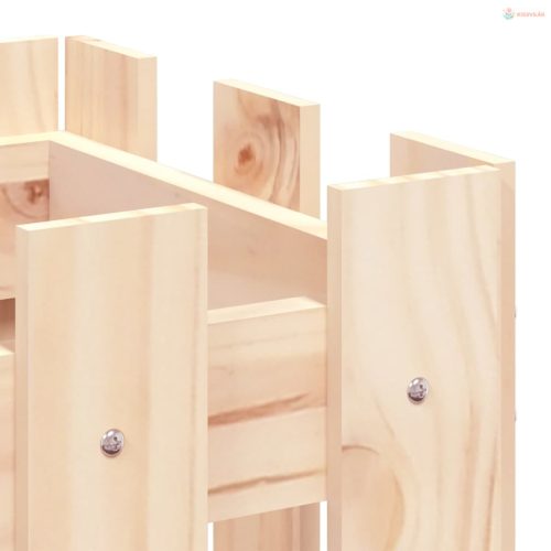 Tömör fenyőfa kerti magaságyás kerítéssel 100 x 30 x 30 cm