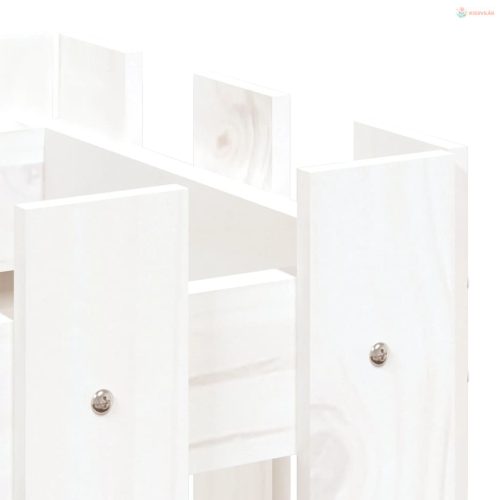 Fehér tömör fenyőfa kerti magaságyás kerítéssel 100x30x30 cm