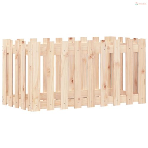 Tömör fenyőfa kerti magaságyás kerítéssel 100x50x50 cm