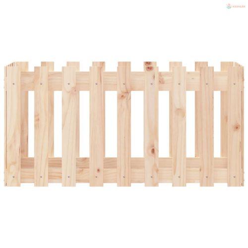 Tömör fenyőfa kerti magaságyás kerítéssel 100x50x50 cm