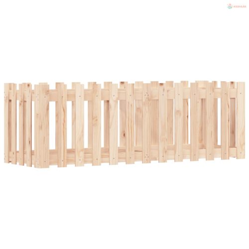 Tömör fenyőfa kerti magaságyás kerítéssel 150x50x50 cm