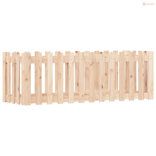 Tömör fenyőfa kerti magaságyás kerítéssel 150x50x50 cm