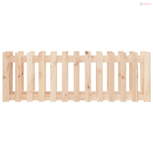 Tömör fenyőfa kerti magaságyás kerítéssel 150x50x50 cm