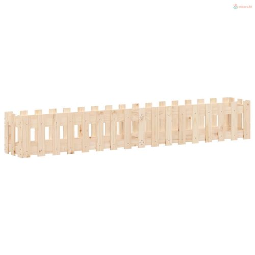 Tömör fenyőfa kerti magaságyás kerítéssel 200x30x30 cm